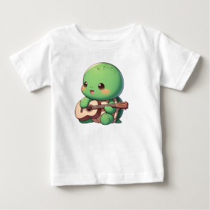 Cute Chibi Turtle Playing Guitar Baby T-Shirt