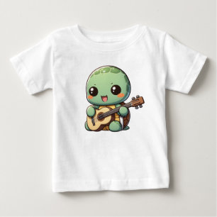 Cute Chibi Turtle Playing Guitar Baby T-Shirt
