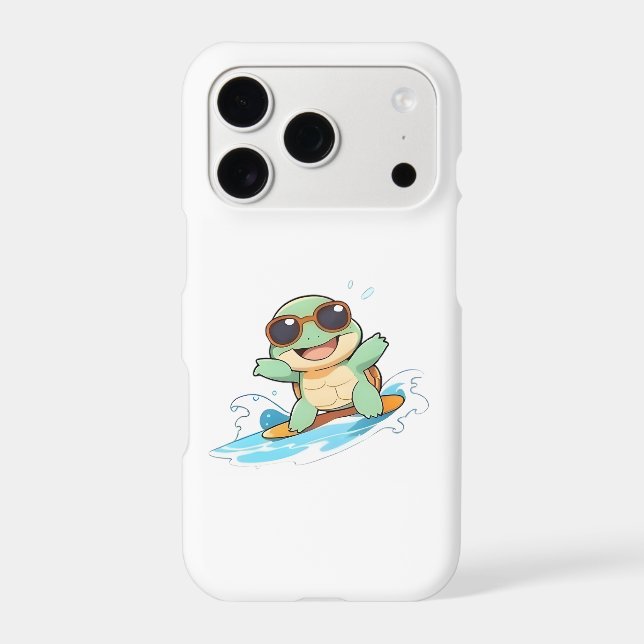 Cute Chibi Turtle Surfer Summer Beach Design (Back)