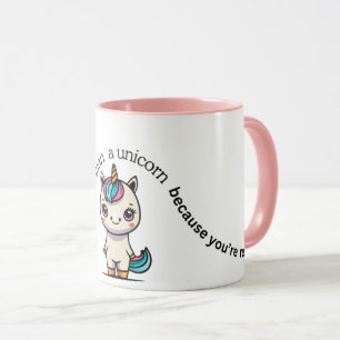 Cute Chibi Unicorn "Be Real" Two-Tone Coffee Mug –