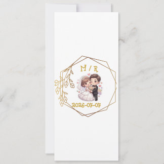 Cute Chibi Wedding Couple Sticker | Romantic Bride Invitation