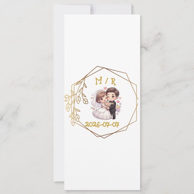 Cute Chibi Wedding Couple Sticker | Romantic Bride Invitation (Front)