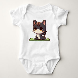 Cute Chibi Yoga Cat Baby Bodysuit