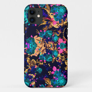 Cute chic abstract flowers background iPhone 11 case