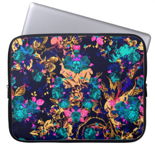 Cute chic abstract flowers background laptop sleeve