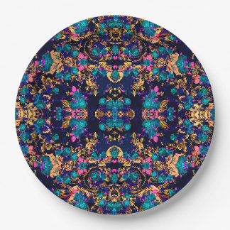 Cute chic abstract flowers background paper plate
