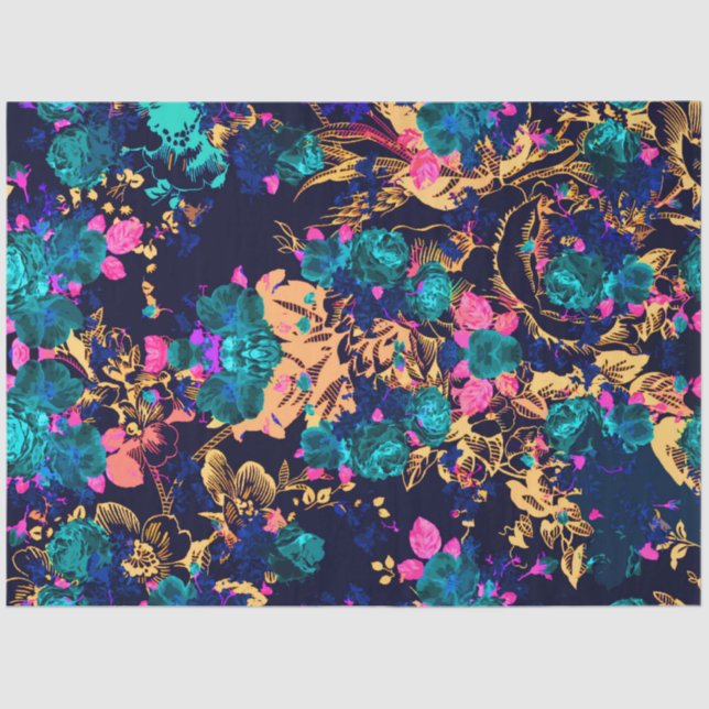 Cute chic abstract flowers background tissue paper (Front)