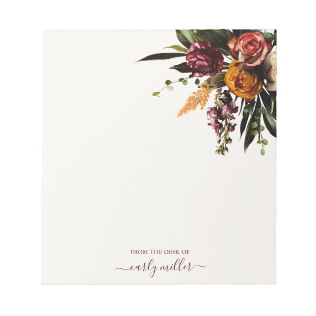 Cute Chic Bold Elegant Floral Wildflower Notepad (Front)
