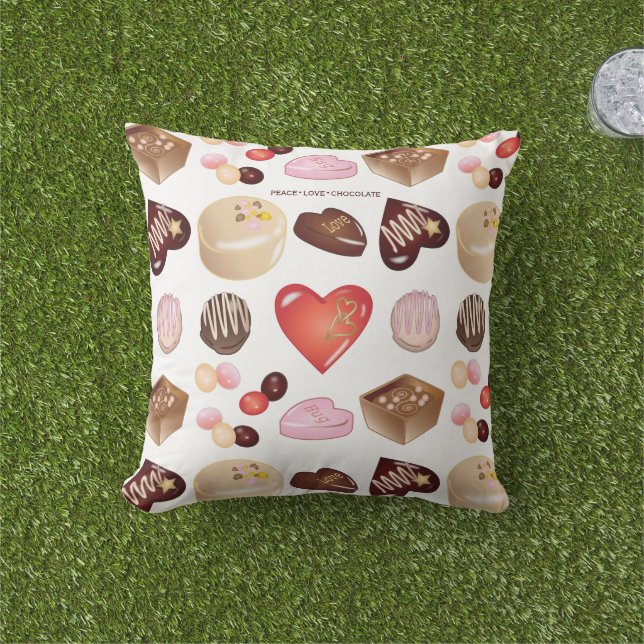 Cute Chic Chocolate Candy Heart Pattern Cushion (Grass)