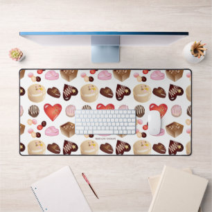 Cute Chic Colourful Chocolate Candy Heart Pattern Desk Mat