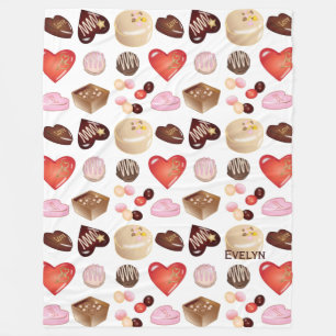 Cute Chic Colourful Chocolate Candy Heart Pattern Fleece Blanket