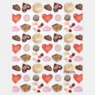 Cute Chic Colourful Chocolate Candy Heart Pattern Fleece Blanket