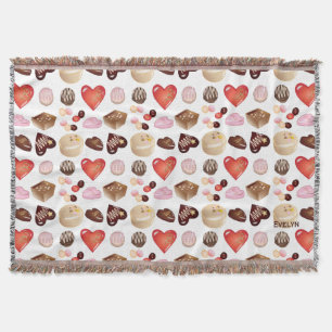Cute Chic Colourful Chocolate Candy Heart Pattern Throw Blanket