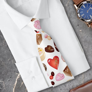 Cute Chic Colourful Chocolate Candy Heart Pattern Tie