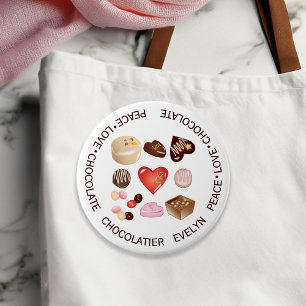Cute Chic Colourful Peace Love Chocolate Candy 7.5 Cm Round Badge