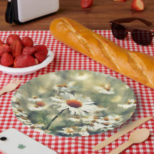 Cute Chic Colourful Summer Daisies Flower Pattern Paper Plate