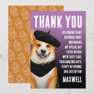 Cute Chic Corgis Birthday Thank You Card