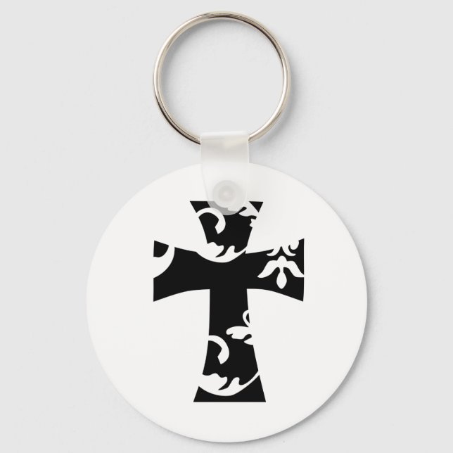 cute chic FLORAL CROSS | Key Ring (Front)