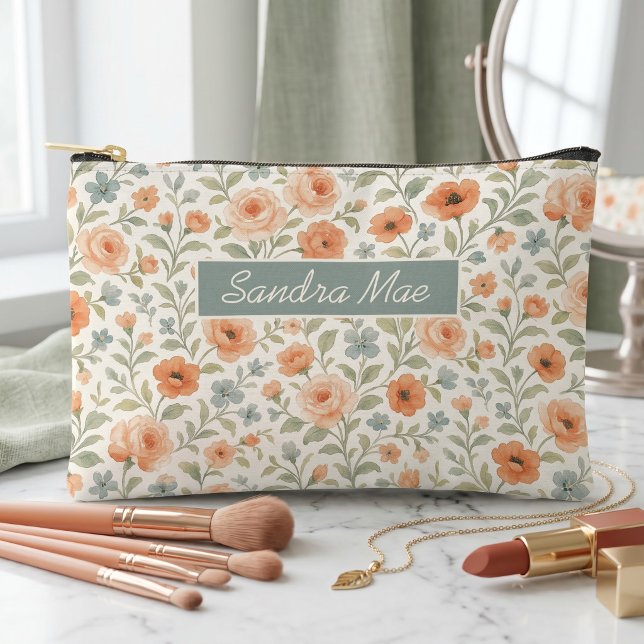 Cute Chic French Floral Art Pattern Makeup Accessory Pouch (Creator Uploaded)