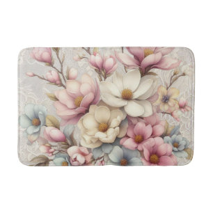 Cute chic girly floral and lace bath mat