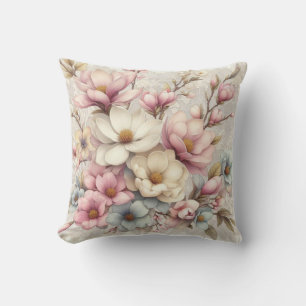 Cute chic girly floral and lace cushion