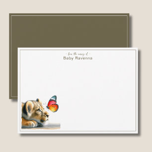 Cute Chic Lion Cocoa Brown Nursery Thank You  Card