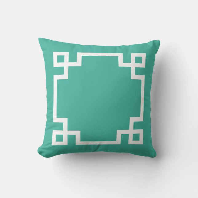 cute chic luxurious White Greek Key Border Framed  Cushion (Front)