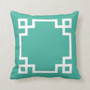 cute chic luxurious White Greek Key Border Framed  Cushion