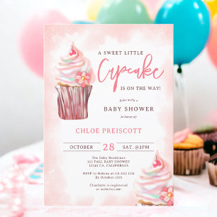 Cute chic pastel sweet little cupcake baby shower invitation
