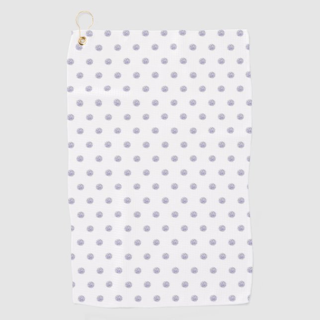 Cute Chic Pattern Flower Lavender Polka Dot Golf Towel (Front)