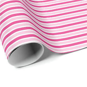 Cute Chic Pink & White Stripes  Wrapping Paper