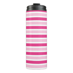 Cute Chic Preppy Girly Pink and White Stripes  Thermal Tumbler