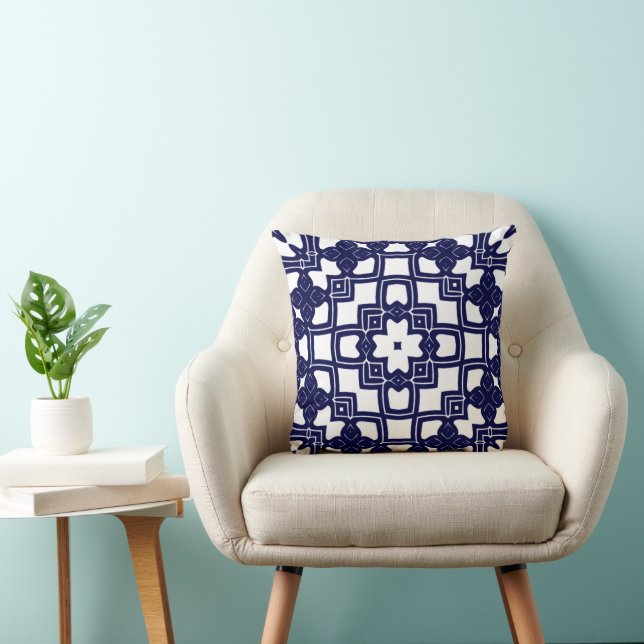 Cute Chic Pretty Dutch Delfts Blue Squares Pattern Cushion (Chair)
