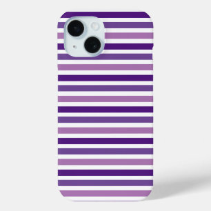 Cute Chic Purple and White Stripes iPhone 15 Case