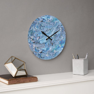 Cute Chic Purple Blue Faux Sea Shell Pattern Large Clock