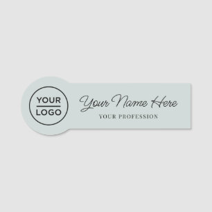 Cute Chic Script Employee Pin Round Logo Name Tags