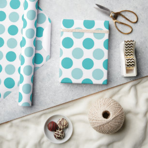 Cute Chic Turquoise Teal White Polka Dot Wrapping Paper