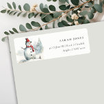 Cute Chic Watercolor Snowman Christmas Address Return Address Label<br><div class="desc">If you need any further customisation please feel free to message me on yellowfebstudio@gmail.com.</div>