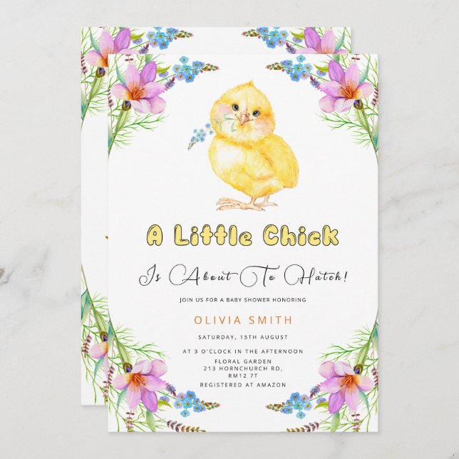 Cute Chick About to Hatch Baby Shower  Invitation (Front/Back)