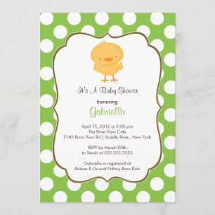 Cute Chick Baby Shower Invitation Green Girl Boy