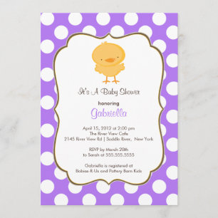 Cute Chick Baby Shower Invitation Purple Girl