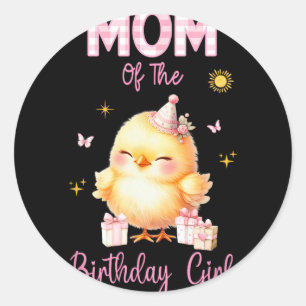 Cute Chick Birthday Girl Farm First Party Matching Classic Round Sticker