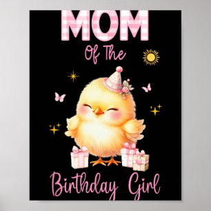 Cute Chick Birthday Girl Farm First Party Matching Poster