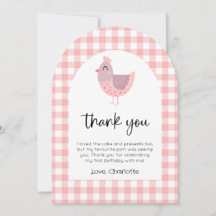 Cute Chick Birthday Photo Thank You Card