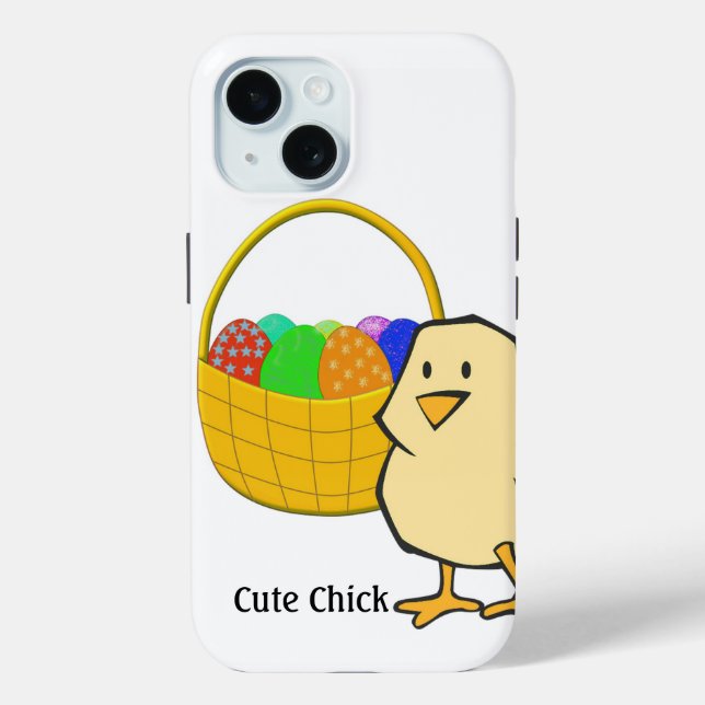 Cute Chick Chicken with Easter Basket of Eggs Case-Mate iPhone Case (Back)