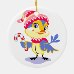 Cute Chick Christmas Ceramic Ornament