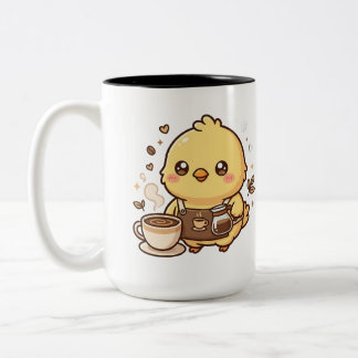 Cute Chick Coffee Barista Two-Tone Mug