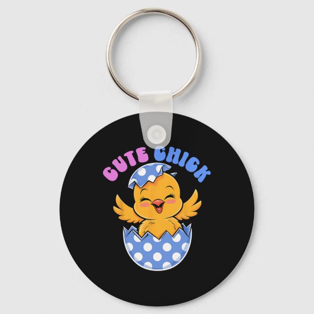 Cute Chick Easter Bunny Easter Day Kid Toddler Boy Key Ring (Front)