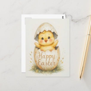 Cute Chick Happy Easter Greeting  Postcard