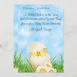 Cute Chick Hatching Spring Baby Shower Invitation